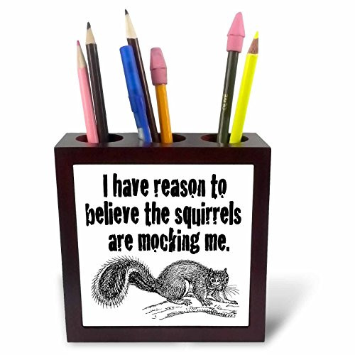 3dRose ph_171998_1 I Have Reason to Believe The Squirrels are Mocking Me. Squirrel Whisperer-Tile Pen Holder, 5-Inch