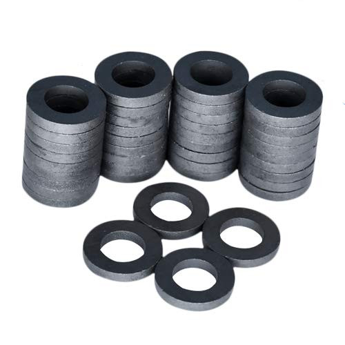 Ferrite Ring Magnets with Holes - 1.26 Inch  32mm  Round Disc Donut Magnets for Refrigerator Fridge  Science Projects  Crafts  Around The Office  Pack of 40