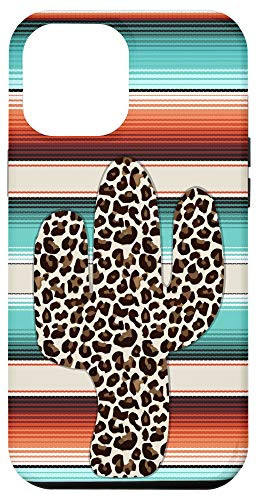 iPhone 12 Pro Max Funny Leopard Cactus Serape Cactus print Turquoise Case
