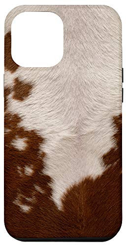 iPhone 12 Pro Max Cow Milk Cowhide Skin Print Farm Animal Brown Gift Case