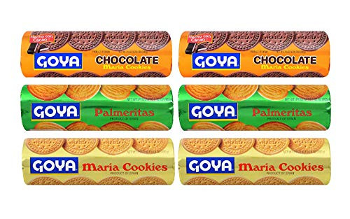 Goya Maria Cookies Chocolate  Palmeritas  and  Original Flavor Variety 6 Pack  Total of 42oz