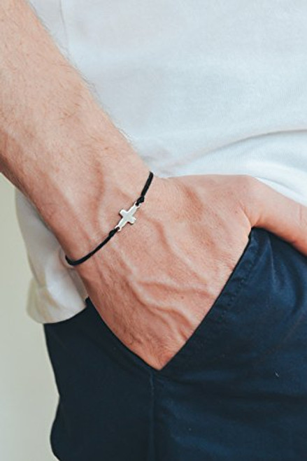 Cross bracelet for men Valentines gift men s bracelet silver stainless steel cross charm black gift for him christian catholic jewelry Cross bracelet for men Valentines gift men s bracelet silver stainless steel cross charm black gift for him christian catholic jewelry