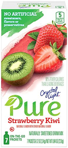 Crystal Light Pure Strawberry Kiwi Drink Mix  84 On-the-Go Packets  12 Packs of 7