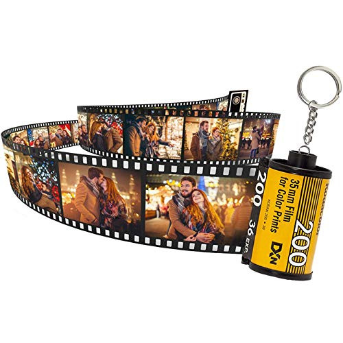 Yonhi Personalized Keychains with Picture Colorful Custom Camera Film Roll Keychain MultiPhoto Key Rings Photo Reel Album Vintage Retro Unique Custom DIY Gift Birthday Holiday for Lover Dad Mom Kids Friend  10 Photos