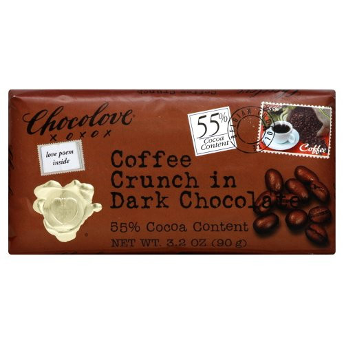 Chocolove Dark Coffee Crunch Chocolate Bar 3.2 OZ Pack of 6