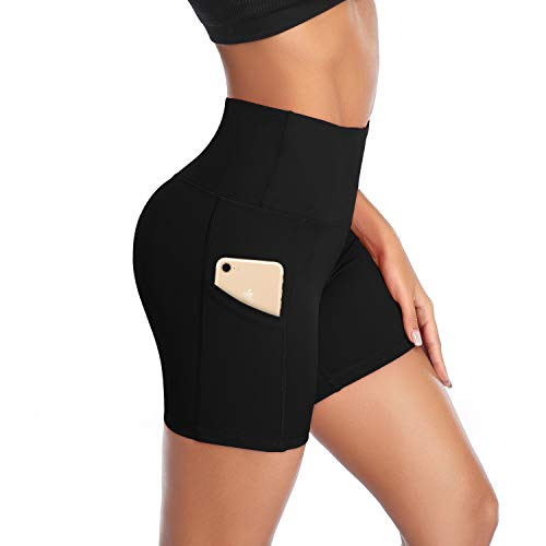 DAYOUNG Women Yoga Shorts High Waist Tummy Control Workout Biker Running Athletic Compression Short with Pockets Y27-Black-S DAYOUNG Women Yoga Shorts High Waist Tummy Control Workout Biker Running Athletic Compression Short with Pockets Y27-Black-S