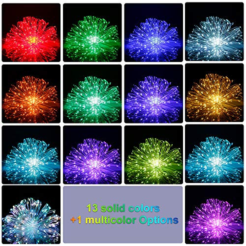 14 Colors String Lights 66ft 200 LED Ultra Thin Rope Lights Plug in Waterproof Outdoor Indoor Starry String Lights Multi Color Changing  Fairy Lights with Remote for Christmas Wedding Room