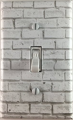 White Brick Wall Design Decorative Single Toggle Light Switch Wall Plate