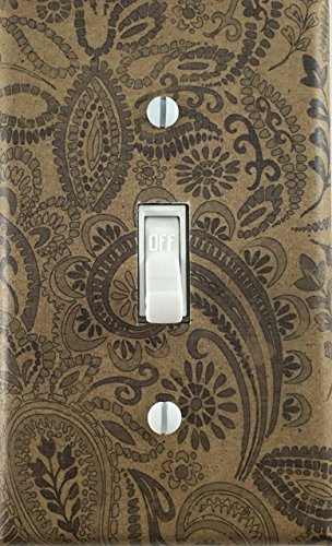 Black Brown Paisley Decorative Single Toggle Light Switch Wall Plate