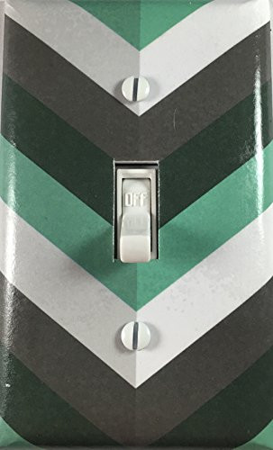 Grey Green White Chevron Decorative Single Toggle Light Switch Cover Wall Plate