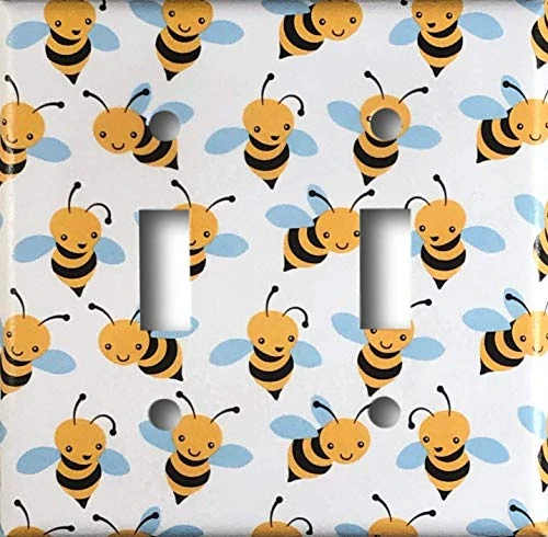 Baby Bumblebee Design Decorative Double Toggle Light Switch Wall Plate Cover Standard Midway or Jumbo Size