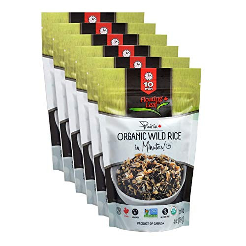 Floating Leaf Organic Wild Rice In Minutes - 4 ounces  6 count - Gluten Free Rice - Non GMO - All Natural - Vegan - Plant Based