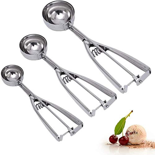 Stainless Steel Ice Cream Scoop Ice Cream Scoop Set Cookie Scoop set ice cream scooper with trigger 18 8 Stainless Steel Ice Cream Scoop Include Large-Medium-Small Size  3 pcs set