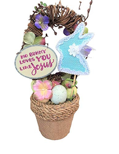 AGD Easter Decor - No Bunny Like Jesus SM Potted Floral Wreath