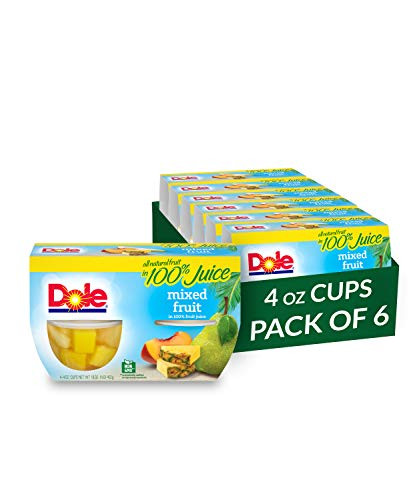 Dole Fruit Bowls  Mixed Fruit in 100 Percent Fruit Juice  4 Count  4 Ounce Cups  Pack of 6  - 24 Total Cups