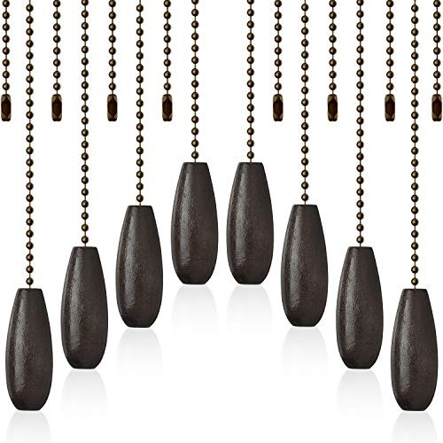 Boao 8 Pieces Ceiling Fan Pull Chains Wooden Pendant Pull Chain Extension for Ceiling Light Lamp Fan Chain  Coffee