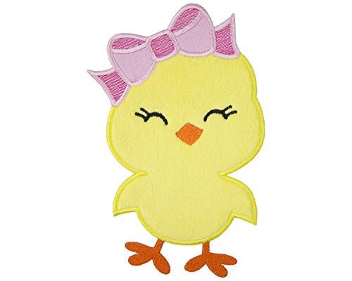 Easter Chick with Pink Bow Patch your choice of sew on or iron on patch