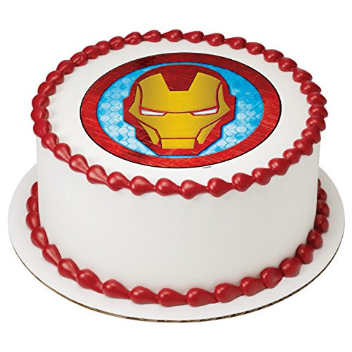 Avengers Iron Man Edible Cake Topper or Cupcake Topper Decorations  8 inch  Round