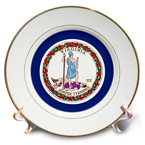 3dRose cp_55347_1 State Flag of Virginia Porcelain Plate, 8"