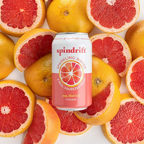 Spindrift Sparkling Water  Grapefruit Flavored  Made with Real Squeezed Fruit  12 Fl Oz Cans  Pack of 24  Only 15 Calories per Seltzer Water Can