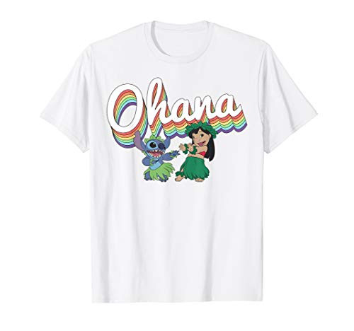 Disney Lilo  and  Stitch Pride Ohana Rainbow T-Shirt