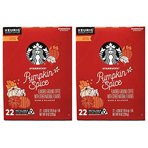 Starbucks Coffee Pumpkin Spice K Cups Coffee Pods - 44 K Cups Total - Pack of 2 Boxes - 22 K Cups Per Box - Limited Edition Pumpkin Spice Starbucks Coffee - For Use of Keurig Coffee Makers