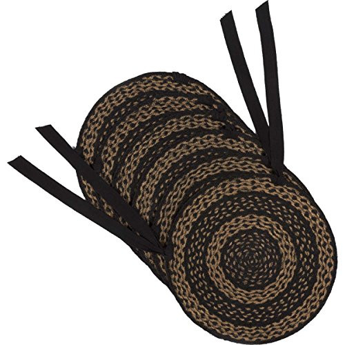VHC Brands Classic Country Primitive Tabletop & Kitchen - Farmhouse Jute Black Chair Pad Set of 6 VHC Brands Classic Country Primitive Tabletop & Kitchen - Farmhouse Jute Black Chair Pad Set of 6