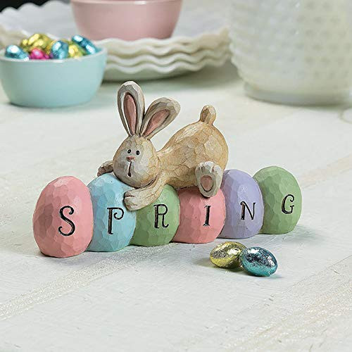 Spring Bunny Tabletopper Ornaments  Hand Painted Easter Decorations for The Home Desk Table Cabinet Easter Bunny Decor  Vintage Rustic Country Bunnies Rabbit Figurine Statue