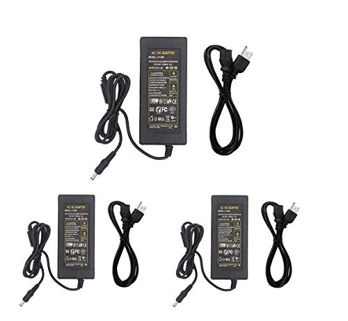 Superpower 12 Volt 6 Amp Power Supply Adapter Converter Regulator  5.5mm x 2.1mm DC Plug  Output 12V 6A 72W Wall Plug Switch for DC12V 5050 LED Strip Light-3 Pack