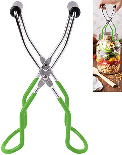 Canning Jar Lifter Tongs Stainless Steel Jar Lifter with Grip Handle for Safe and Secure Grip  Green