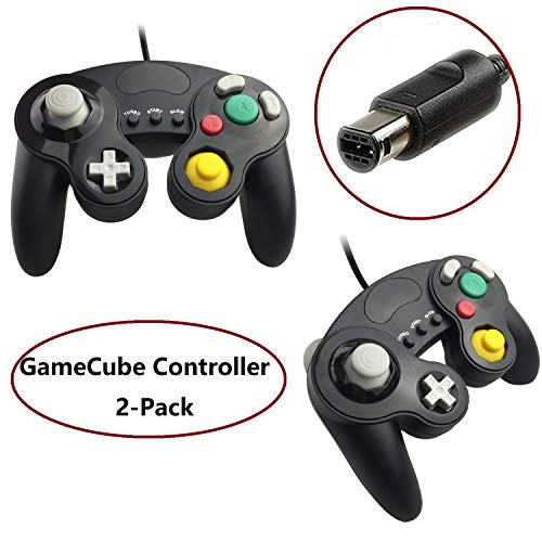 Gamecube Controller,HL Global New Version 2 Pack Classic Wired NGC Controller Compatible with NTD Gamecube, Wii U, PC, Switch,WII, Super Smash Bros Ultimate NS Wired Gamecube Controll (Black,2-Pack)