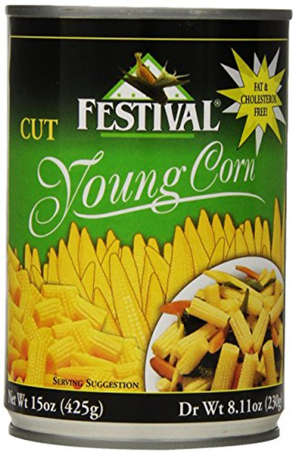 Festival Cut Baby Corn  15-Ounce  Pack of 12