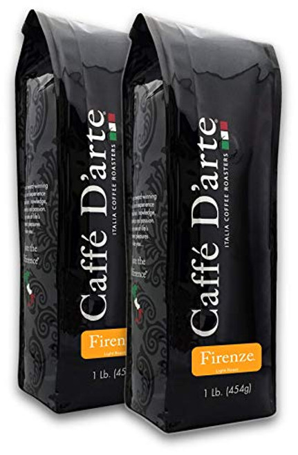 Caffe D arte Firenze Whole Bean Coffee  16-Ounce Foil Bags  Pack of 2