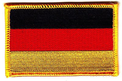 GERMAN FLAG w GOLD BORDER Iron On Applique Patch  Flag of Germany