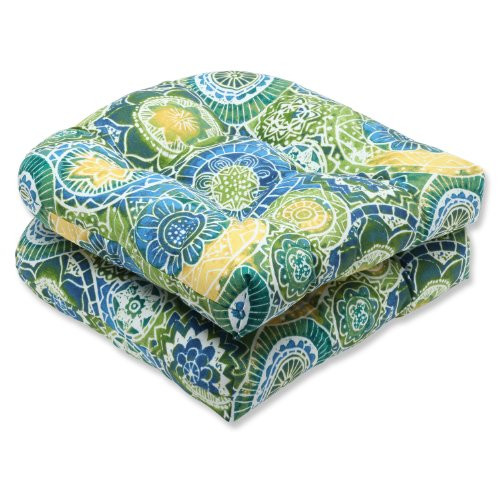 Pillow Perfect Outdoor Omnia Lagoon Wicker Seat Cushion, Set of 2