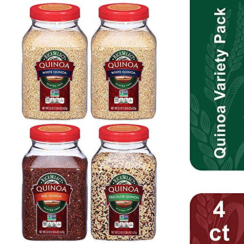 RiceSelect Quinoa Variety Pack   Includes 2 White  1 Red   and  1 Tri-Color   Whole Grain  Gluten-Free  Non-GMO  22 oz  Pack of 4 Jars RiceSelect Quinoa Variety Pack   Includes 2 White  1 Red   and  1 Tri-Color   Whole Grain  Gluten-Free  Non-GMO  22 oz  Pack of 4 Jars