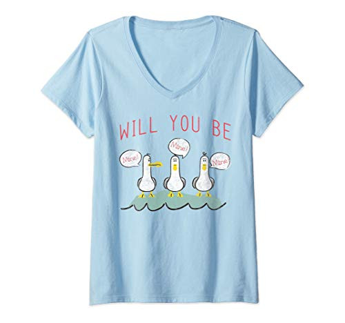 Womens Disney Pixar Finding Nemo Valentine s Day Seagulls Be Mine V-Neck T-Shirt