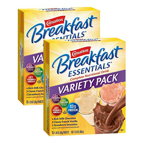 Carnation Breakfast Essentials Powder Drink Mix  1.26 Ounce Packet  Variety Pack  20 Count