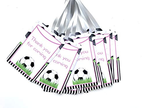 Soccer Favor Thank You Tags for Girls 12 pcs  Pink Favors Birthday Decoration Party Supplies  Baby Shower Themed Celebration