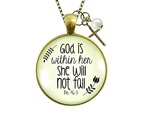 Gutsy Goodness 36 inch God is Within Her Necklace Meaningful Psalm Quote Jewelry Faith Charm Gutsy Goodness 36 inch God is Within Her Necklace Meaningful Psalm Quote Jewelry Faith Charm
