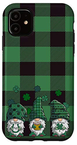 iPhone 11 St Patricks Day Phone Case Gnomes Green Buffalo Plaid Case