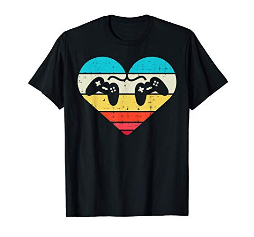 Heart Video Gamer Controller Mens Valentines Day Boys Gift T-Shirt