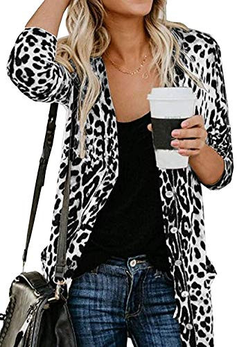 Halife Women s Lightweight Cardigans with Pockets Cute Open Front Button Down Cardi Grey M