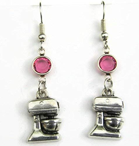 Stand Mixer Birthstone Earrings  Personalized Baker Earrings  Chef Earrings  Cooking Earrings  Foodie Jewelry Gift