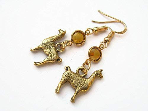 Gold Llama Birthstone Earrings 24K Gold Plated Alpaca Earrings Personalized Animal Charm Farm Country Jewelry Gold Llama Birthstone Earrings 24K Gold Plated Alpaca Earrings Personalized Animal Charm Farm Country Jewelry