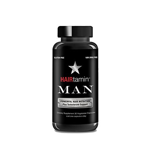 Hairtamin Man Hair Growth Vitamins - Best Fast Hair Growth for Men, Biotin Supplement for Thicker, Stronger, Fuller, Healthier Hair and Beard - Mens Natural, Daily Multi-Vitamin Formula (30 Capsules)