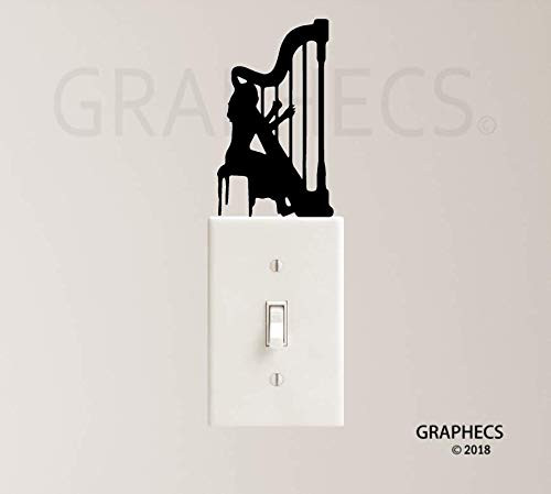Harp Music Decal Vinyl Sticker Playing Girl Classical Music Instrument Laptop MacBook Light Switch Harp Music Decal Vinyl Sticker Playing Girl Classical Music Instrument Laptop MacBook Light Switch