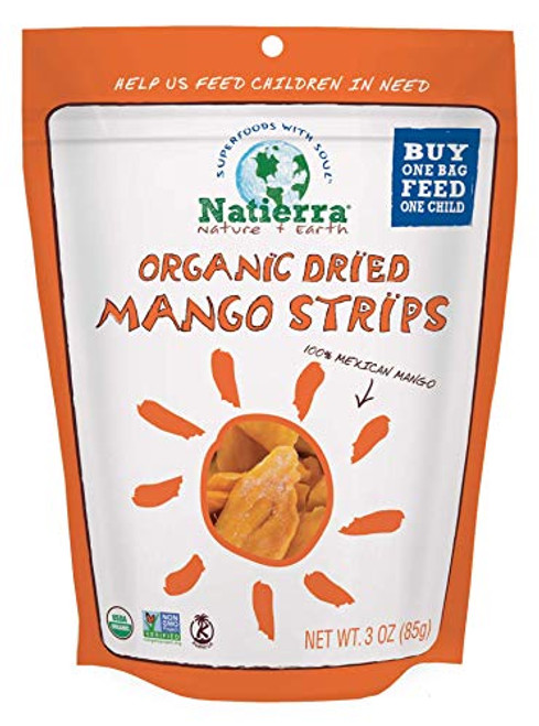 NATIERRA Organic Dried Mango Strips No Sugar Added Non-GMO and Vegan 3 Ounce NATIERRA Organic Dried Mango Strips No Sugar Added Non-GMO and Vegan 3 Ounce