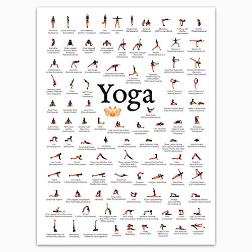Yoga Poses Poster - Asanas - Modern Exercise  and  Chakra Yoga Spiritual Artwork  Reiki Infographic  Energy Healing Breathing Wall Art Chart