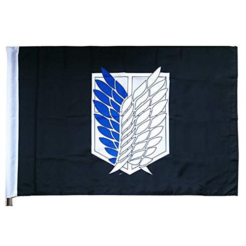 Salemor Attack on Titan Flag Black Green Wings of Liberty Big Banner 38 inch x25 inch  Anime Cosplay Props Decorative Hanging Flag No Flagpole   Black